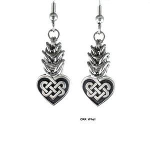Endless Celtic Knot Earrings Medieval Byzantine Weave Valentine Silver Mom Heart